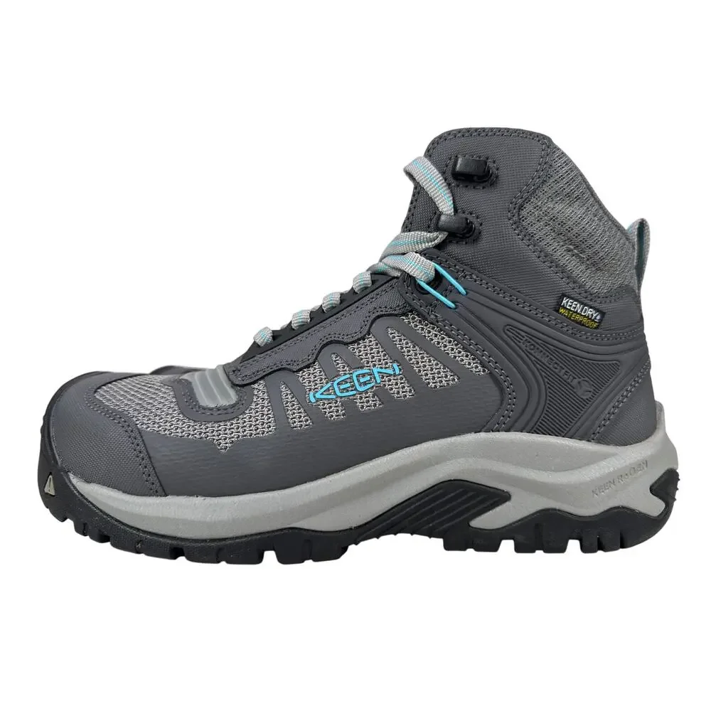Keen‎ Reno Mid Work Boot Womens 8 Wide Carbon Toe Waterproof Grey Leather